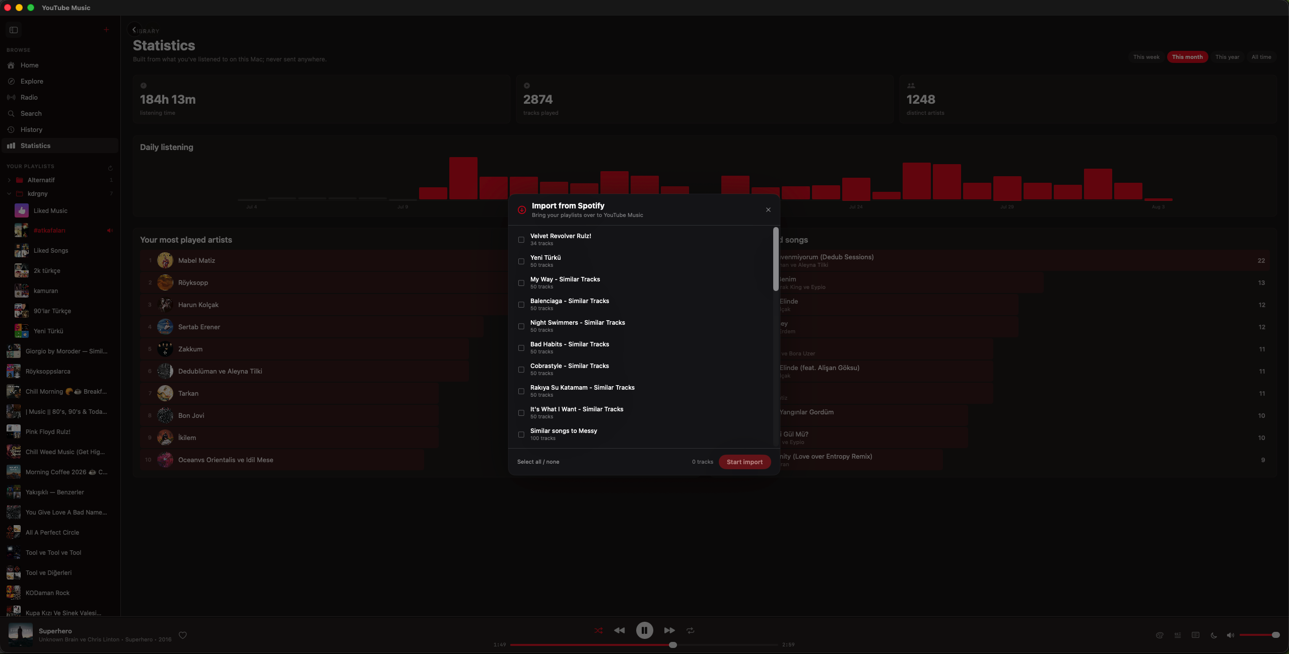 Spotify import